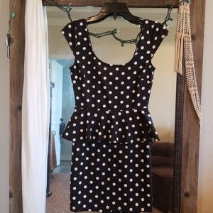 Black and white polka dotted dress small